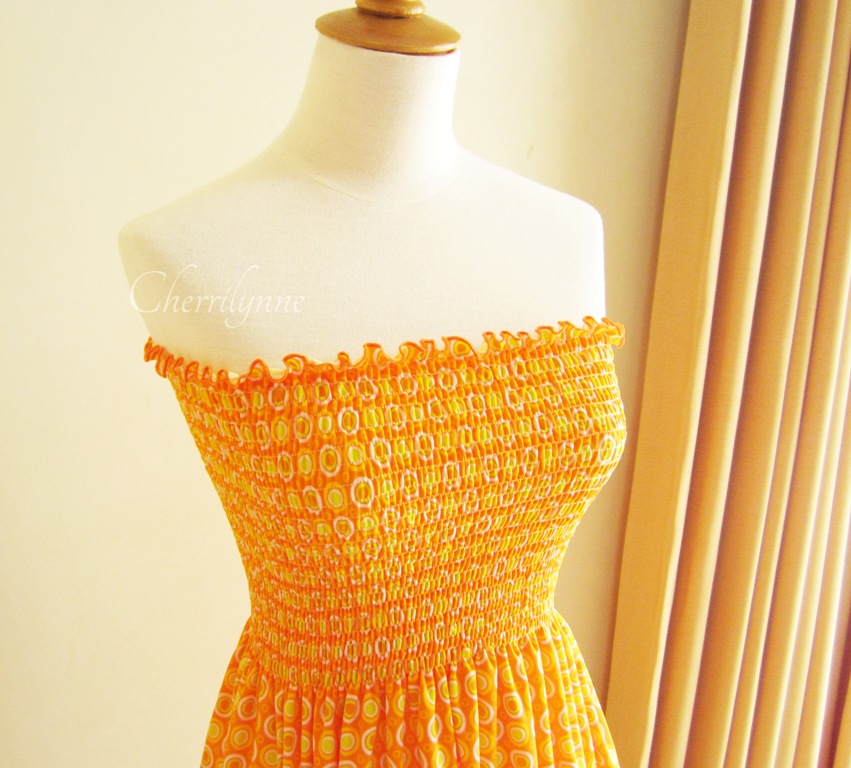 Orange Jersey Smocked Dress